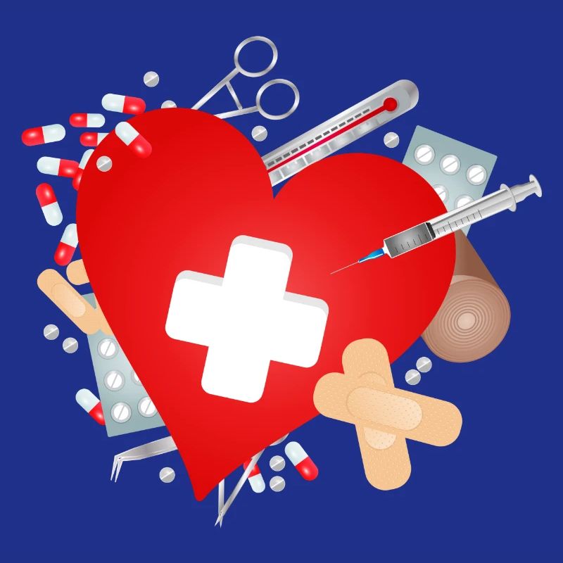 Erste Hilfe Set oder Reiseapotheke mit Herz