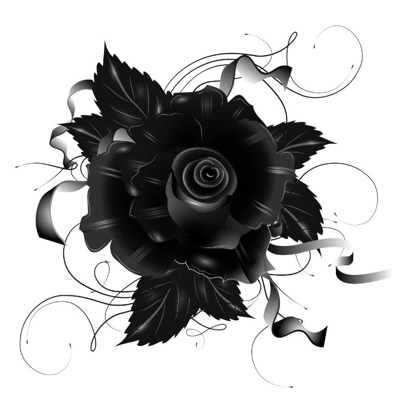 schwarze Gothic Rose mit dunklen Bändern
