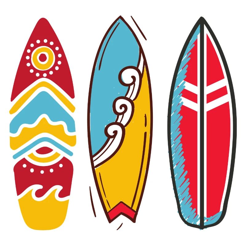 Three pop art surf boards