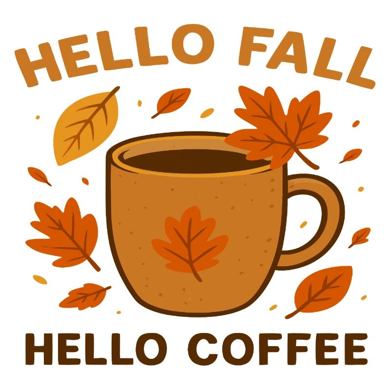 Herbstliches Kaffee-Motiv mit Blättern
