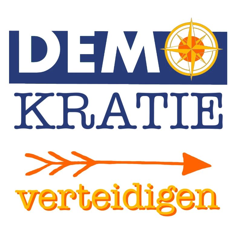 "Defend Democracy" Blue Orange Yellow Compass