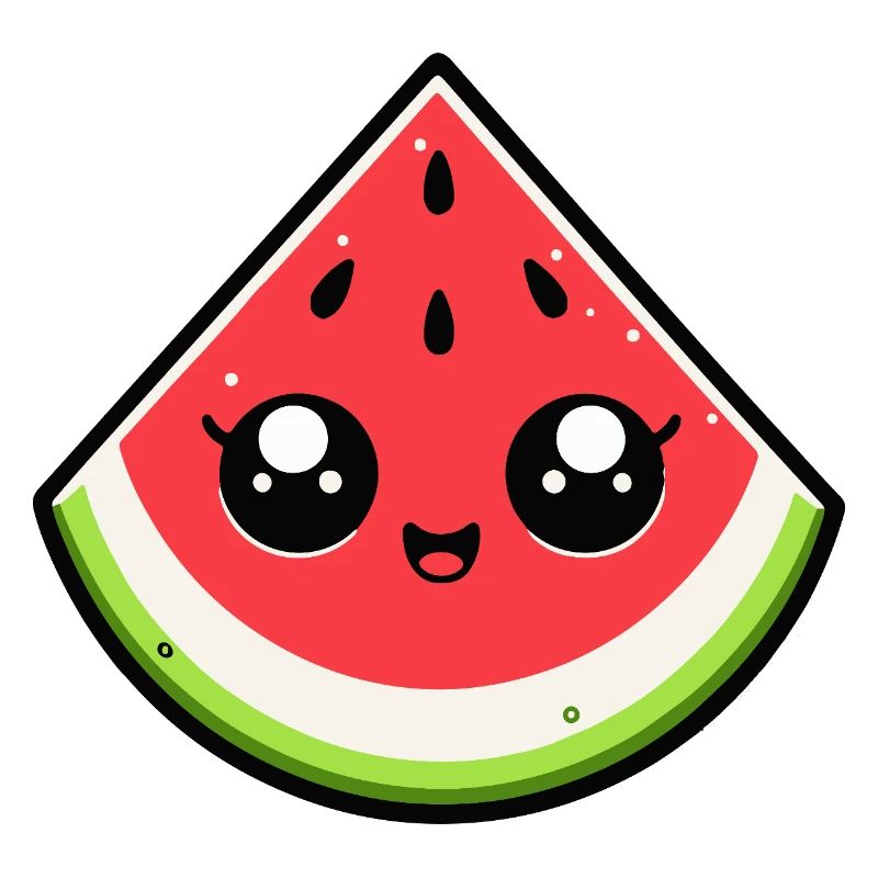 Pastèque kawaii sourire éclatant