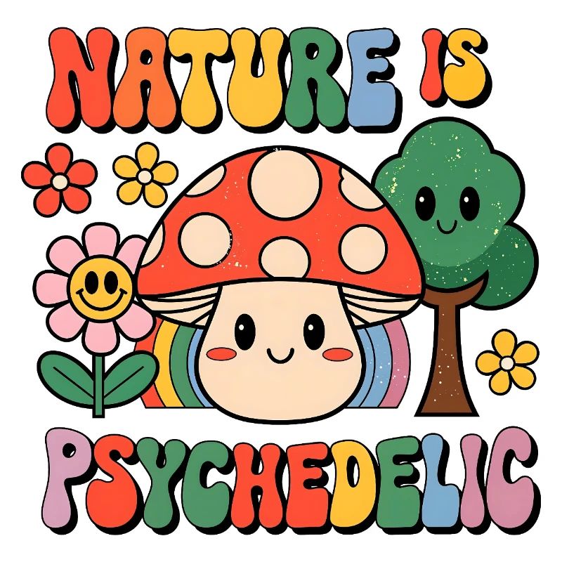 Nature Is Psychedelic Retro Mushroom