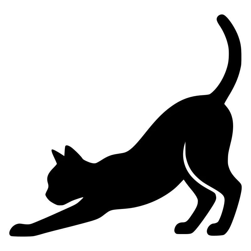 Cat Silhouette Stretch Playful Vector