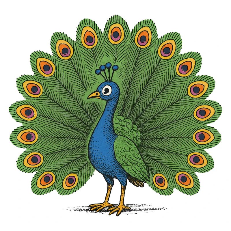 Blason coloré du paon
