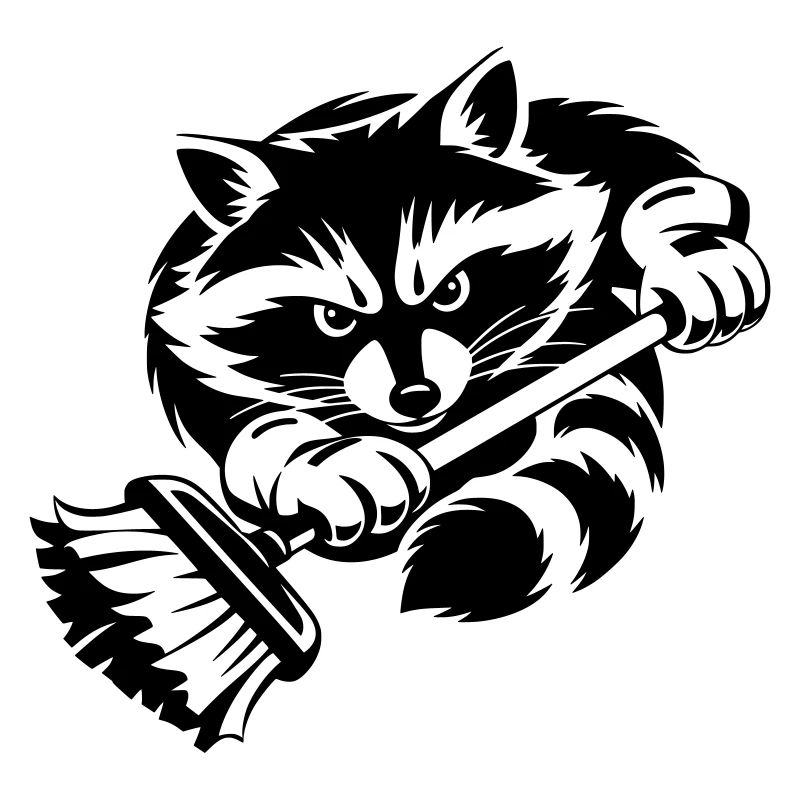 Waschbär mit Wischmopp – Putzprofi