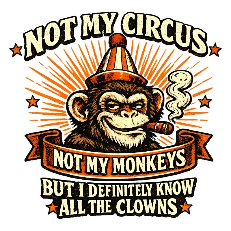 Not My Circus Vintage Monkey Humor