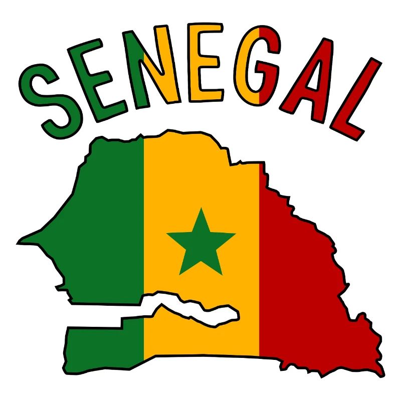 Senegal Flag Map Silhouette
