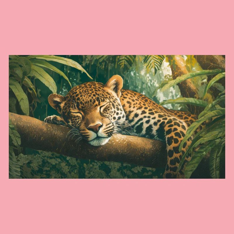 Cute animals chilling – jaguar sleeping on a tree