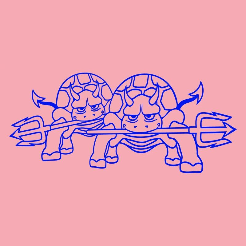 2 Turtle Devil Hell Team Evil Demon Friends