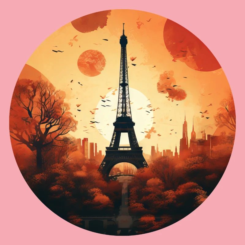 Coucher de soleil à Paris : Tour Eiffel et