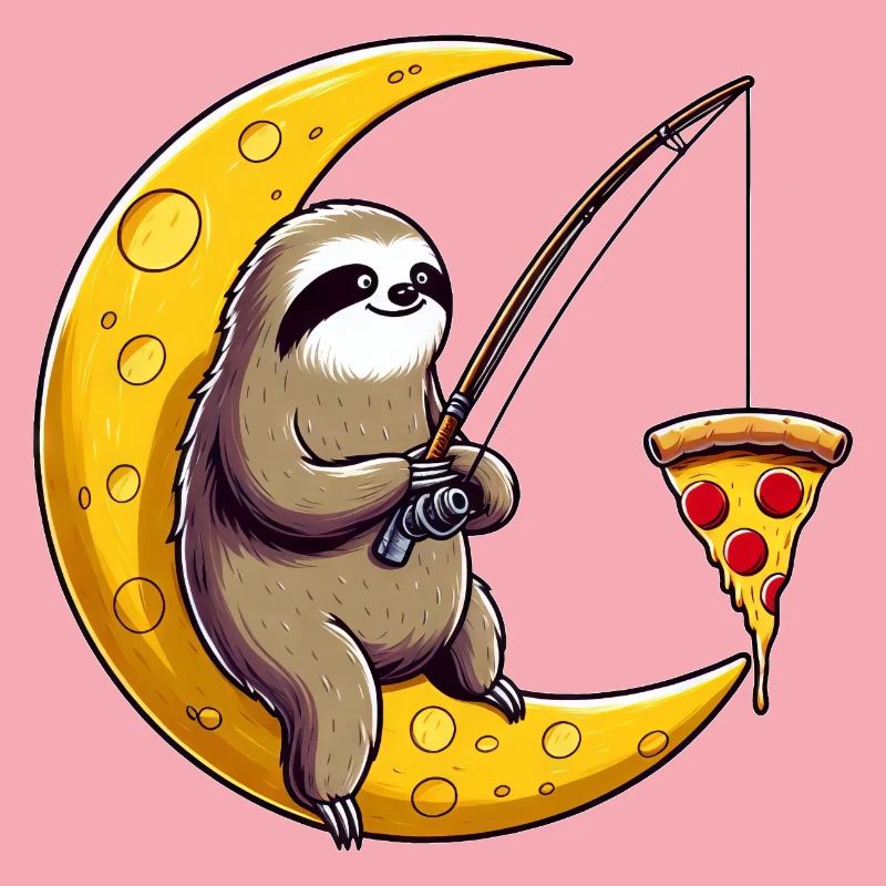 Sloth Angler Moon Pizza Space