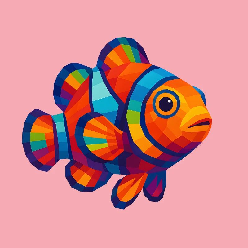 WPAP Polygon Style Animals - Clownfish