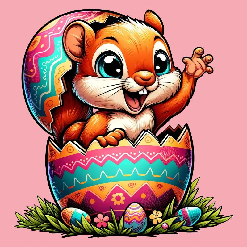 Easter Squirrel with Easter Egg: Adorable