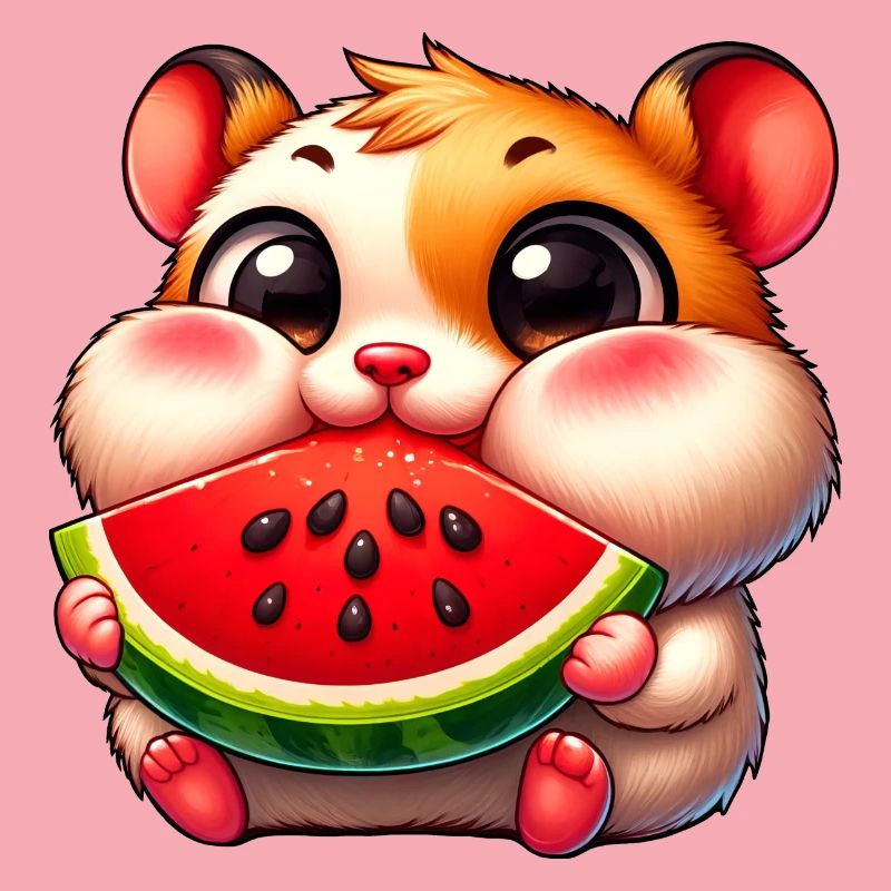 Mignon Dessin Animé Hamster Melon