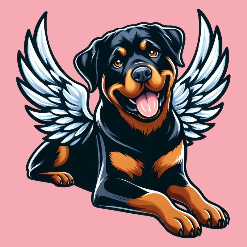 Cute Rottweiler Angel Comic Style