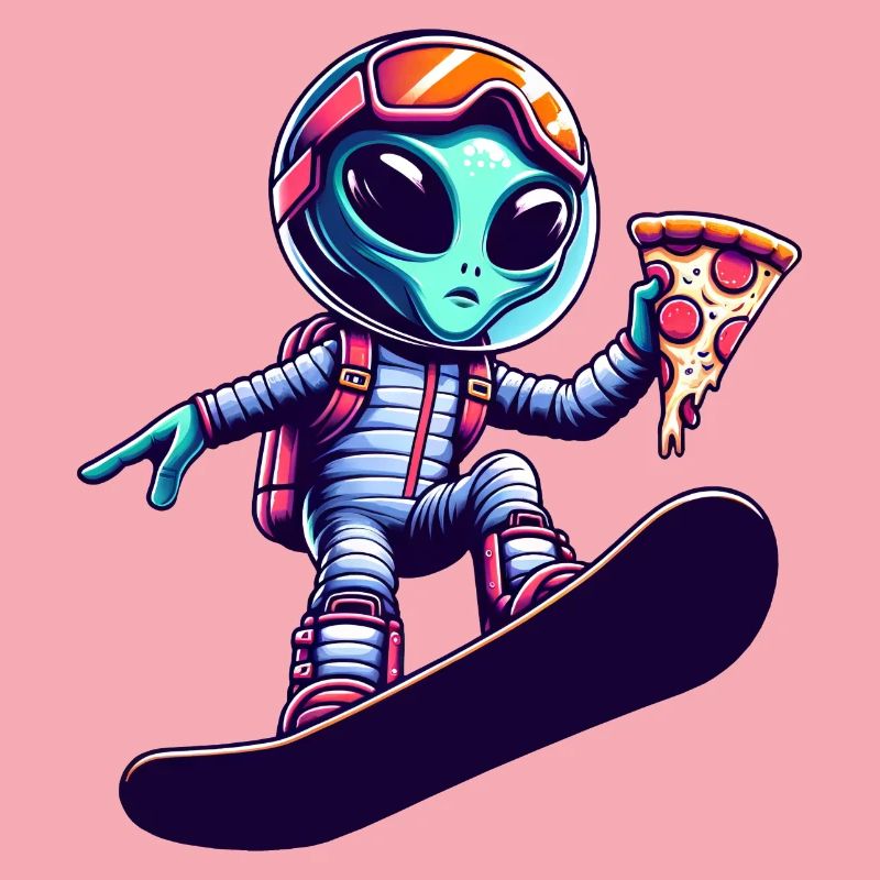 Alien Snowboard Pizza Fun