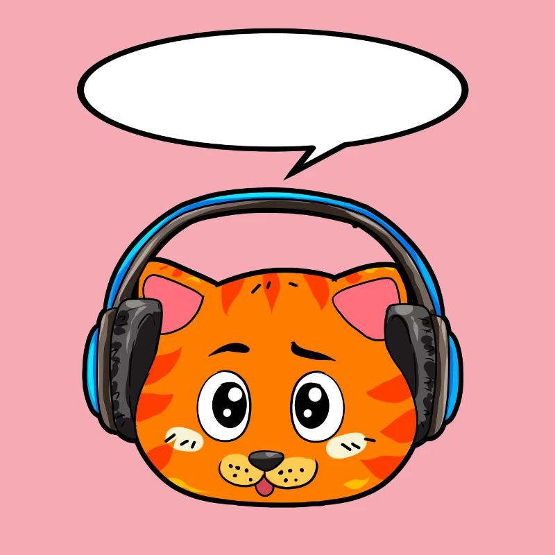 Chat avec écouteurs