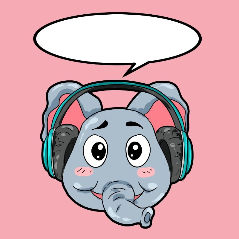 Elefant mit Kopfhörer