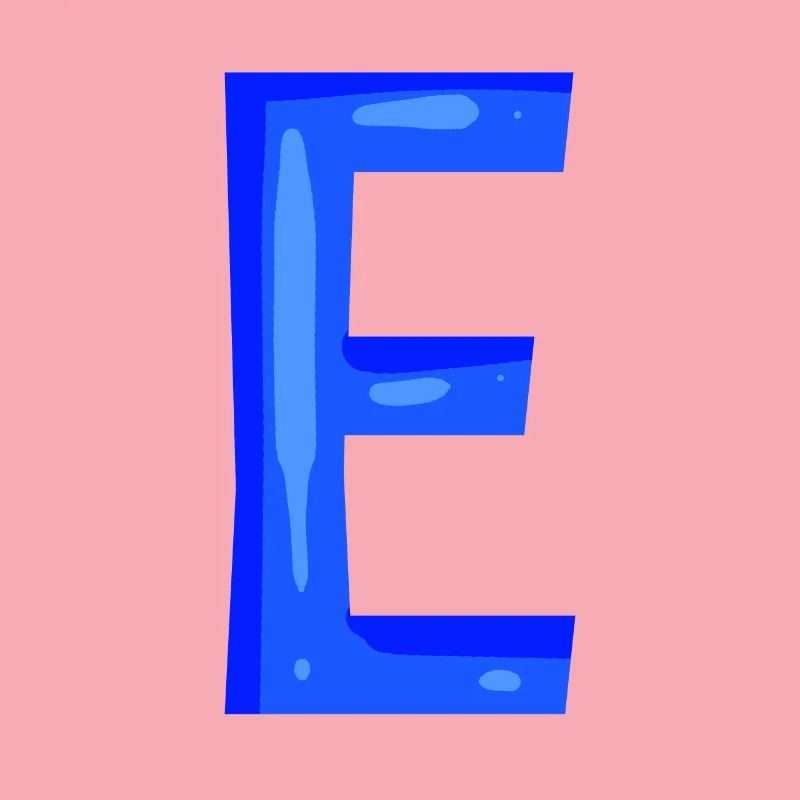 Lettre E initiale bleu