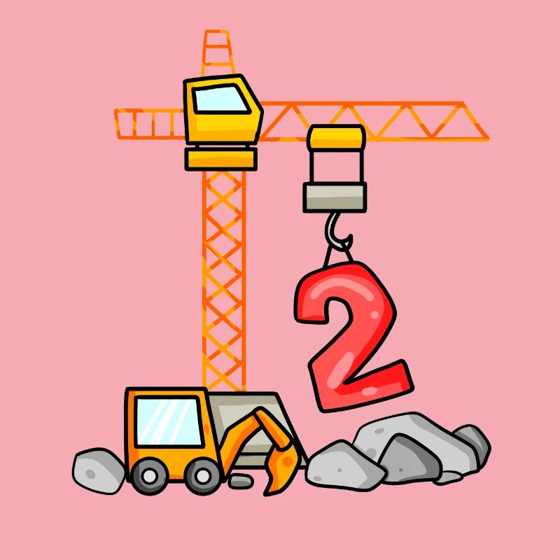 Kinder Geburtstagsshirt Bagger 2 Junge Baustelle 2