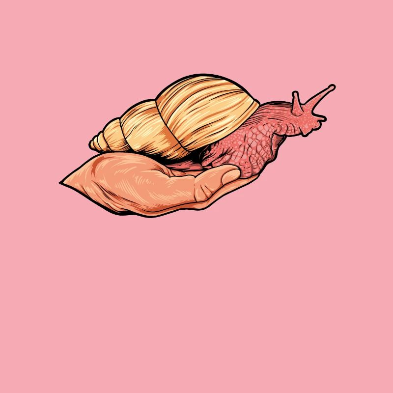 Snail crawls on the hand - agate snails