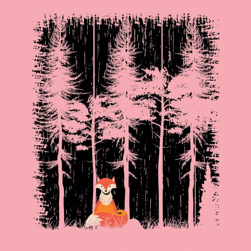 Sweet Fox in the Forest Retro Pattern Vintage Tree Forest