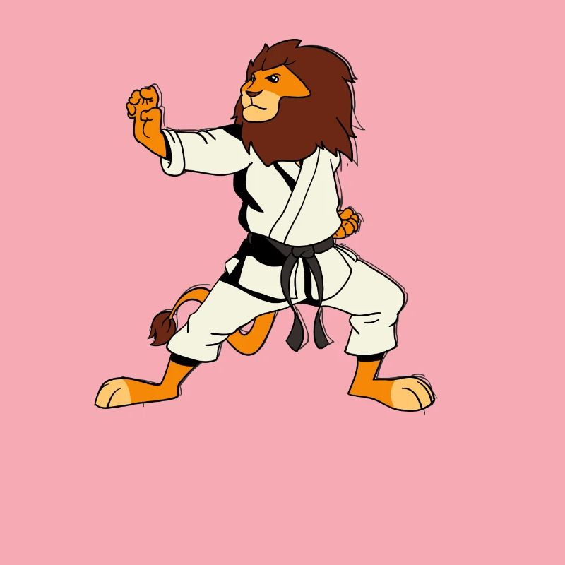 Comic Löwe macht Karate
