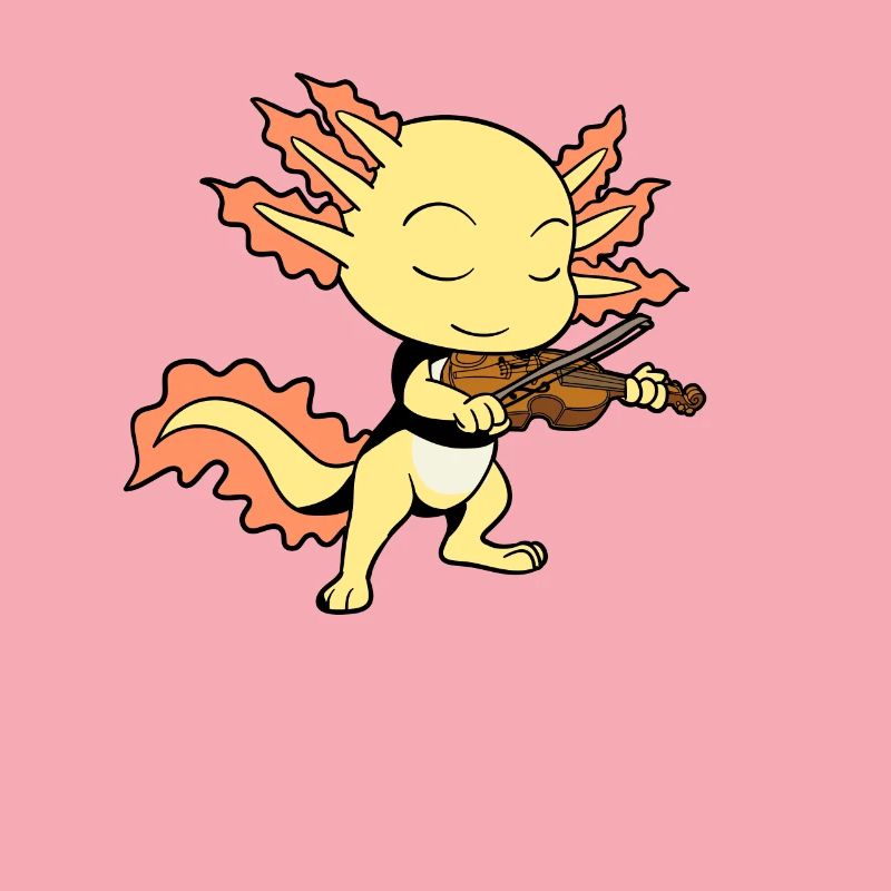 Comic Axolotl plays violin
