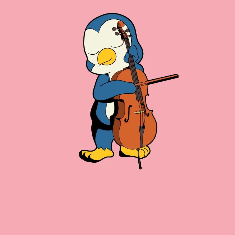 Comic Penguin plays cello
