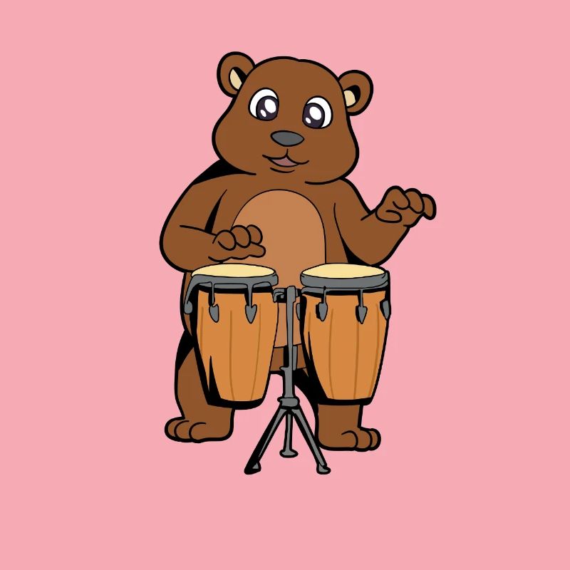 Comic Bär spielt Percussion