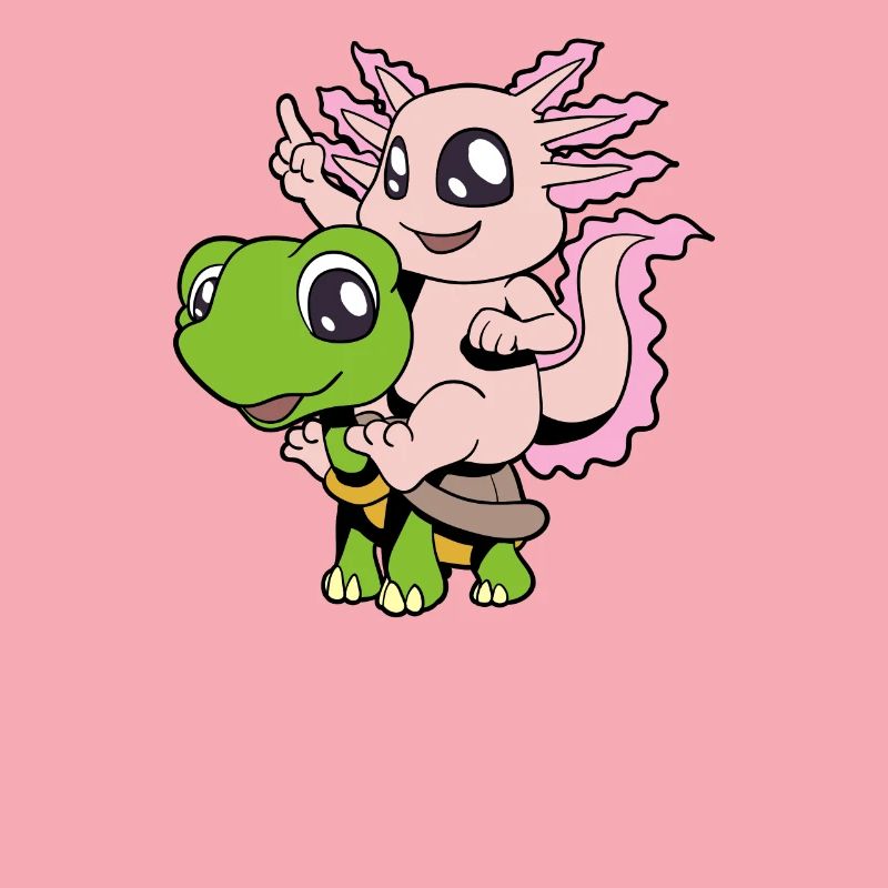 Comic - Sweet axolotl sits on turtle