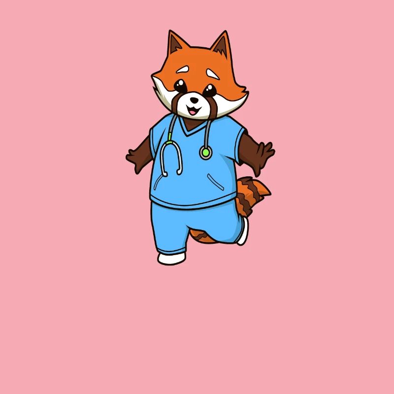 Comic Red Panda Nurse