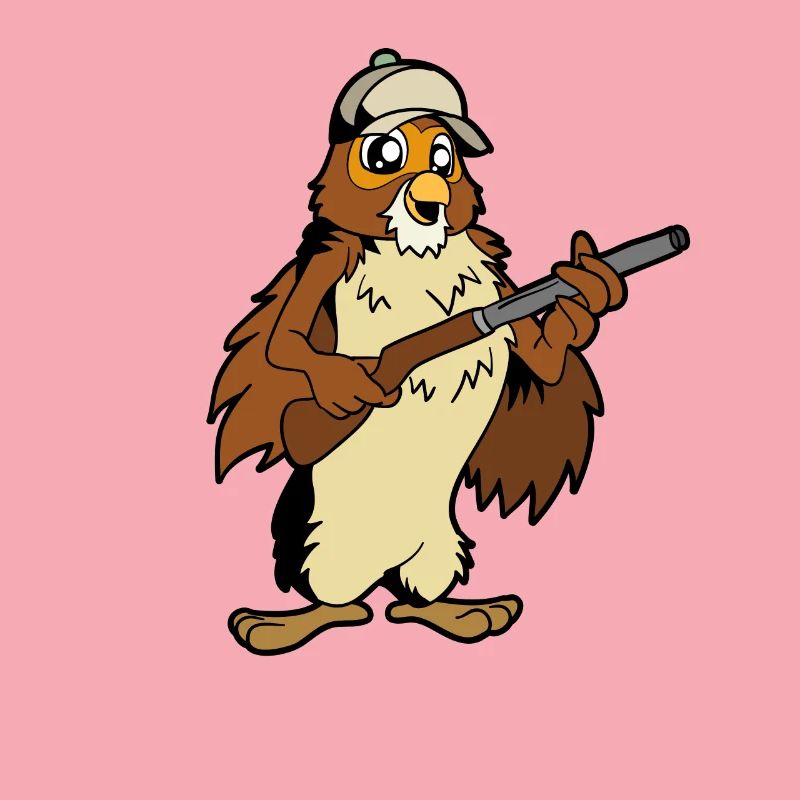 Eule mit Gewehr - Jäger