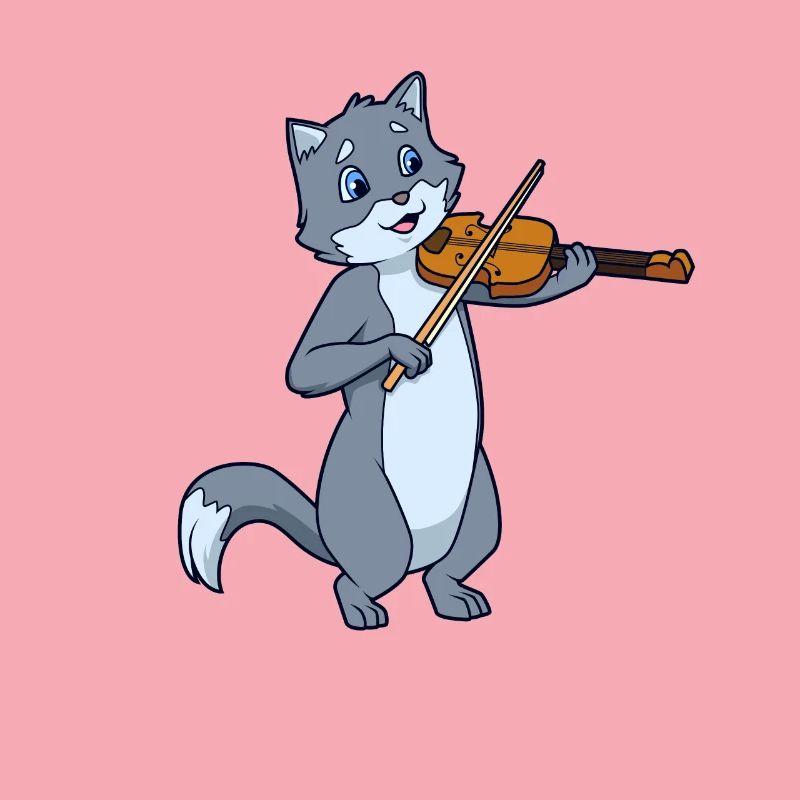 Comic Cat Plays Violin