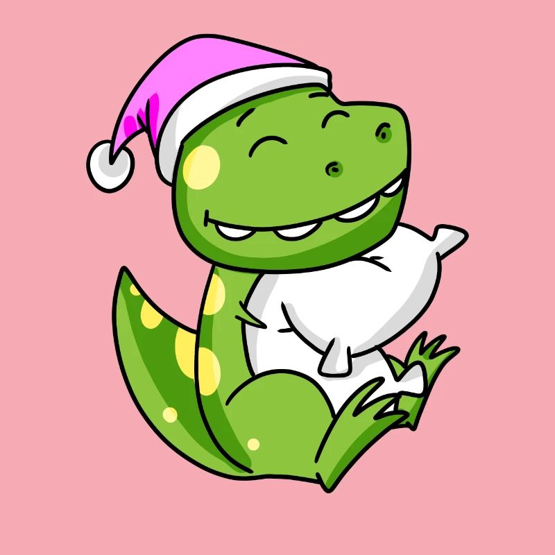 Dinosaur with pillow and sleeping cap