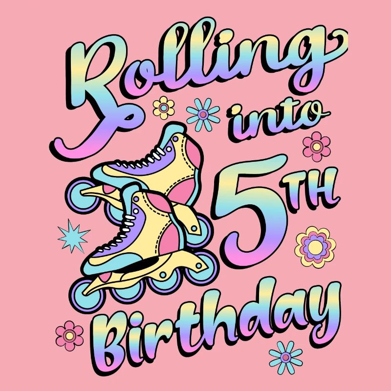 Rolling Into 5th Birthday Roller Skater Inline