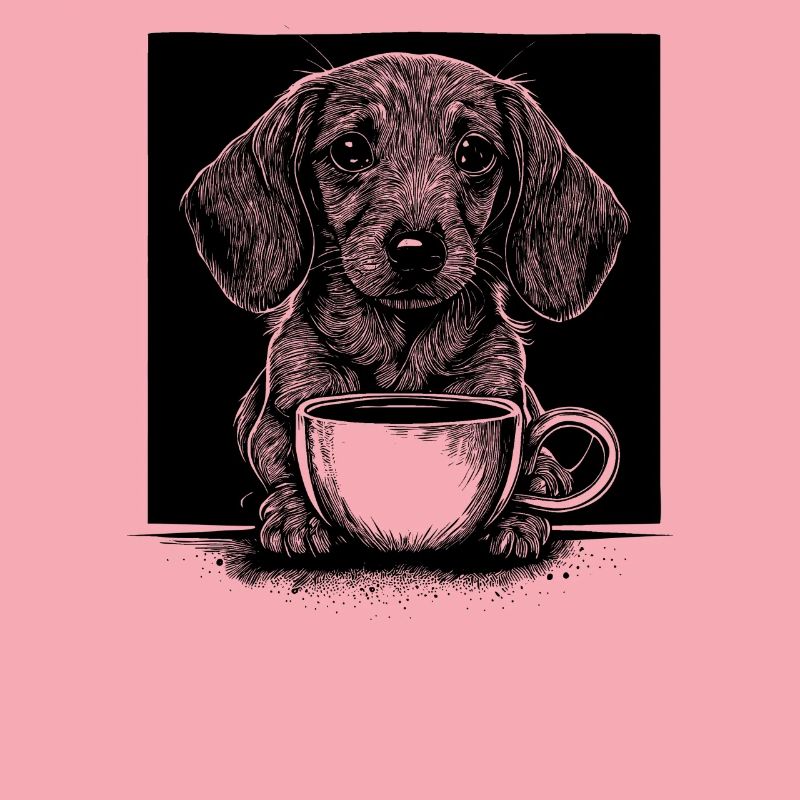 Chiots teckels avec café
