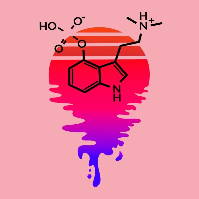 Psilocybin Molecule with Retro Sunset