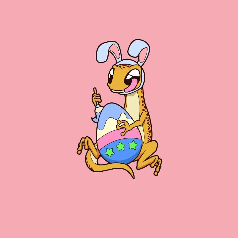 Fire salamander paints Easter eggs at Easter