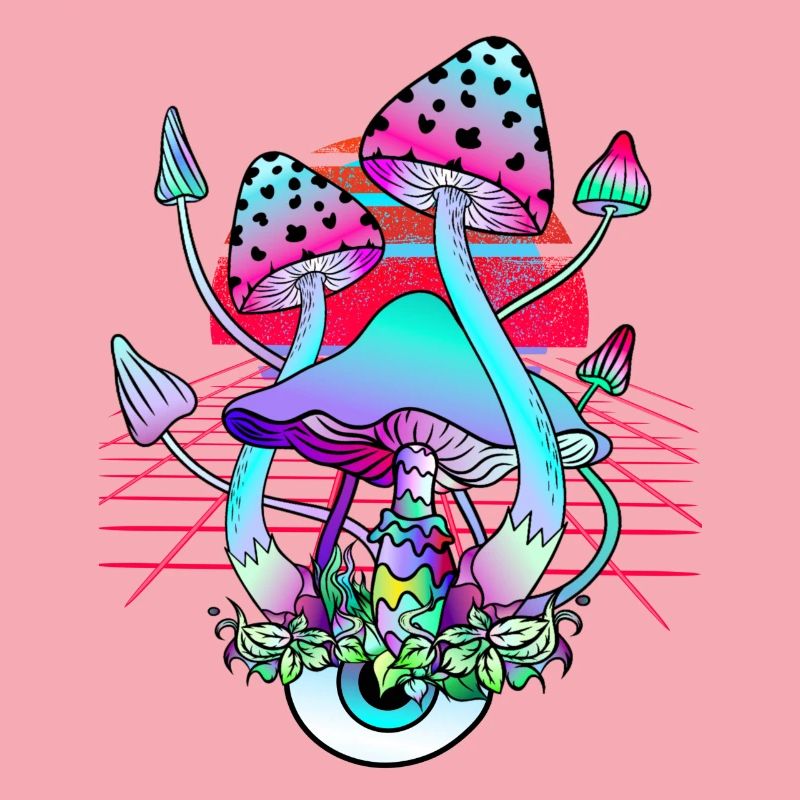 Psychedelic Mushrooms - Retro Wave Sunset