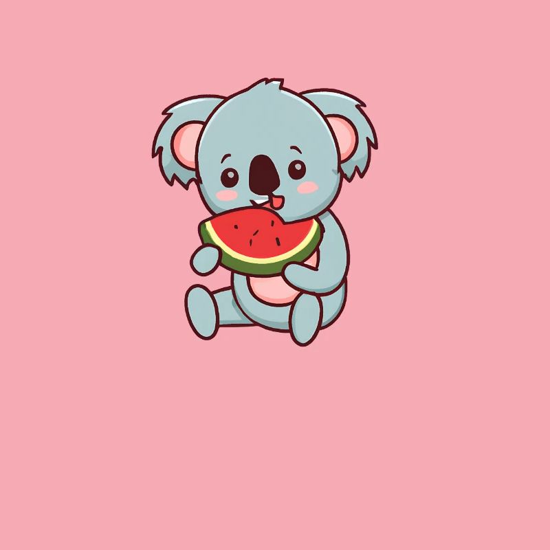 Kawaii Koala eats watermelon