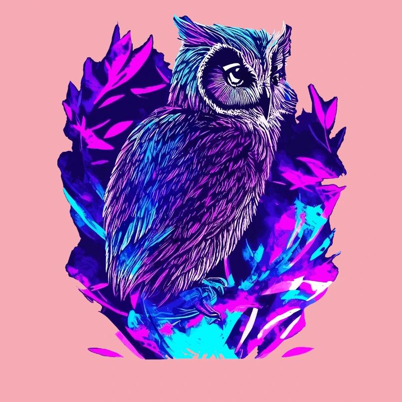 Neon Eule Psychedelische Eulen Kunst