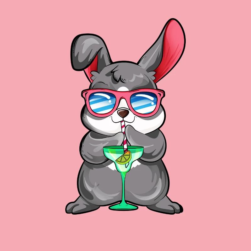 Comic bunny enjoying a cocktail