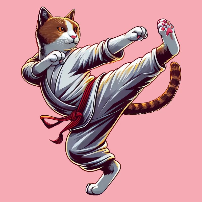 Coole Karate-Katze im Comic-Stil