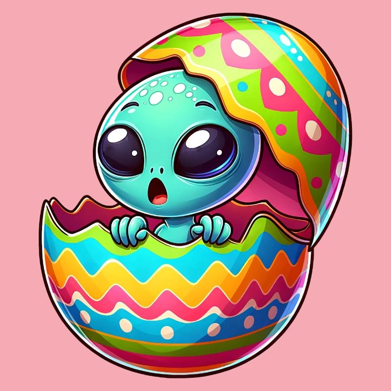 Colorful Alien Easter Egg Hatching Design