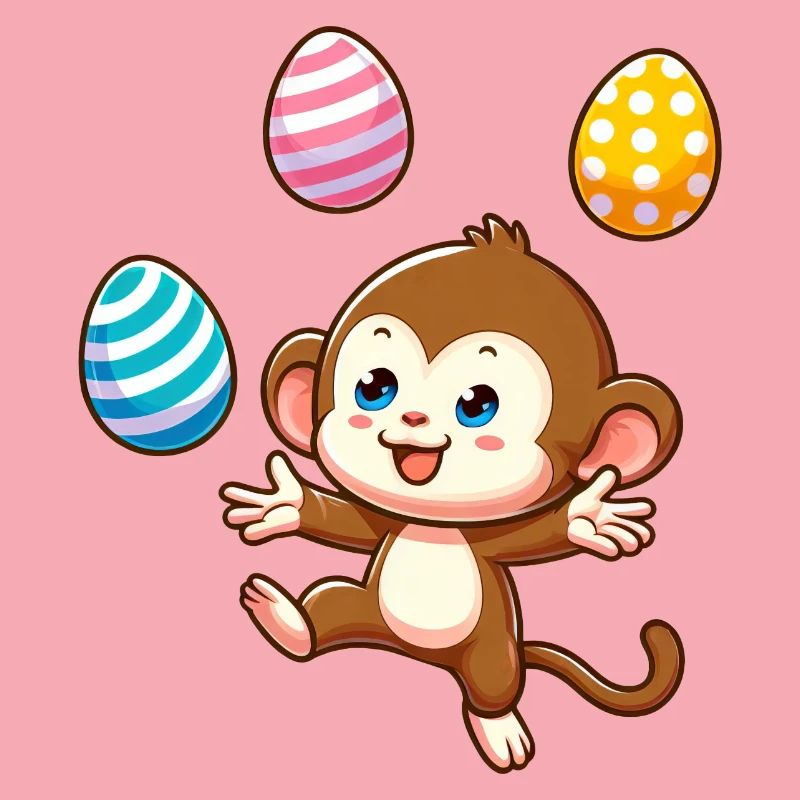 Easter Monkey Easter Egg Juggler Artist Design
