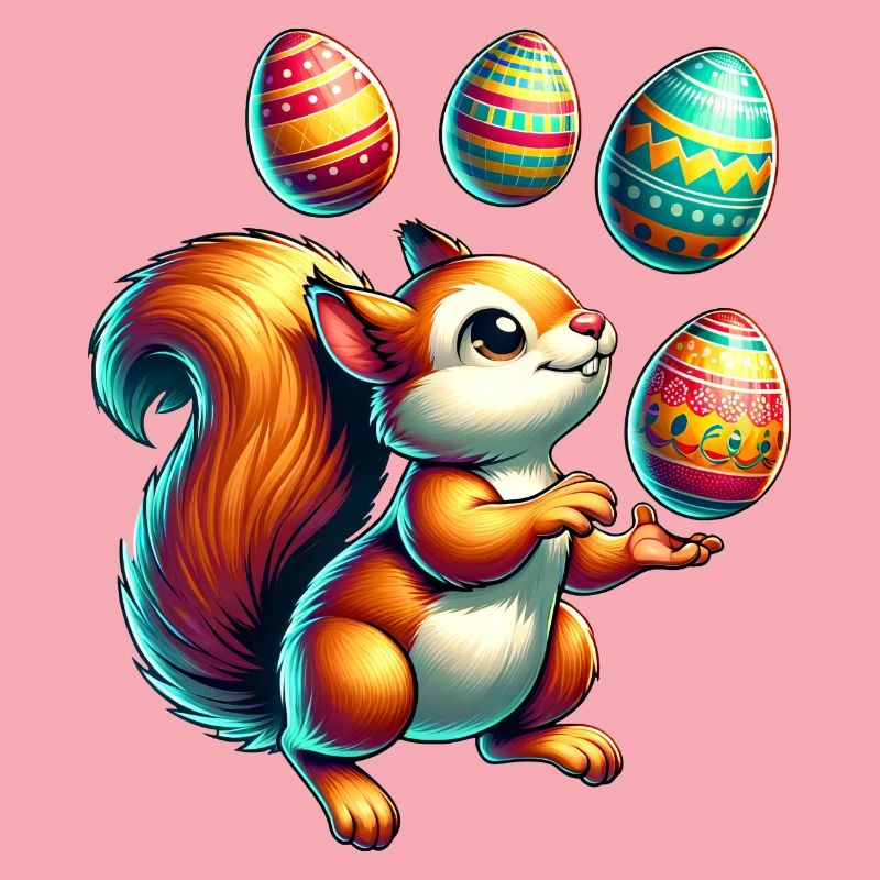 Cute Squirrel Juggling Easter Eggs Comic