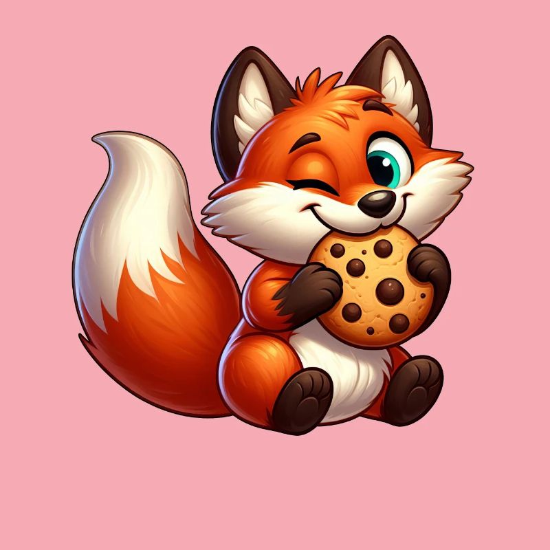 Cute red fox with biscuit