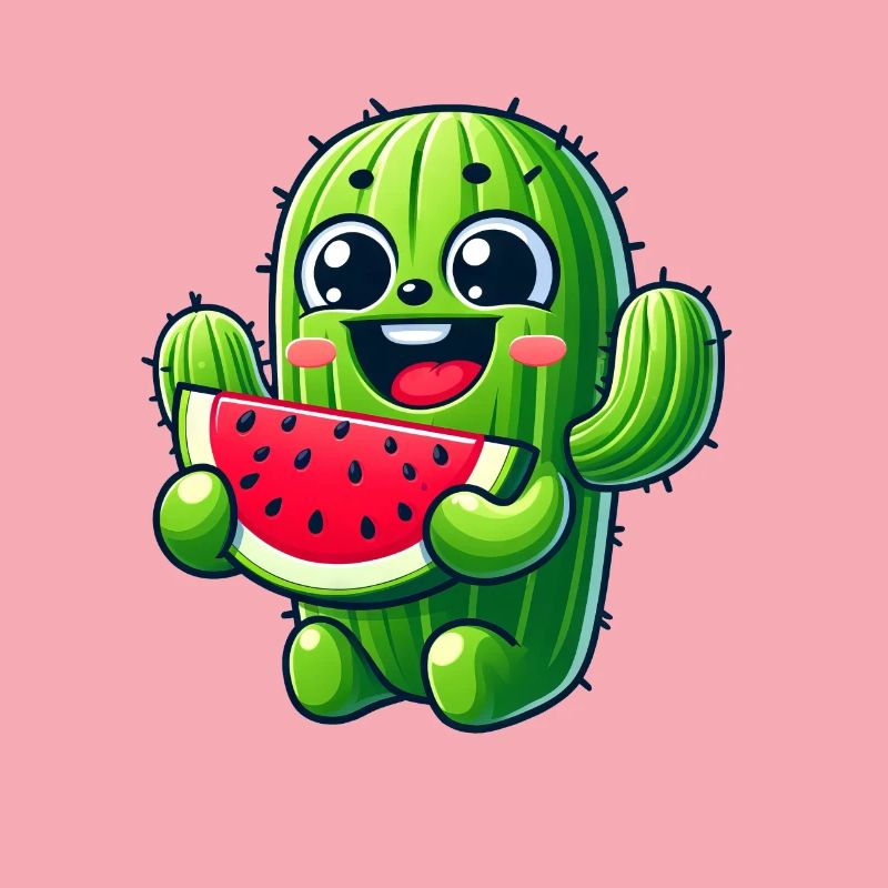 Bande dessinée mignonne de cactus avec pastèque fruitée